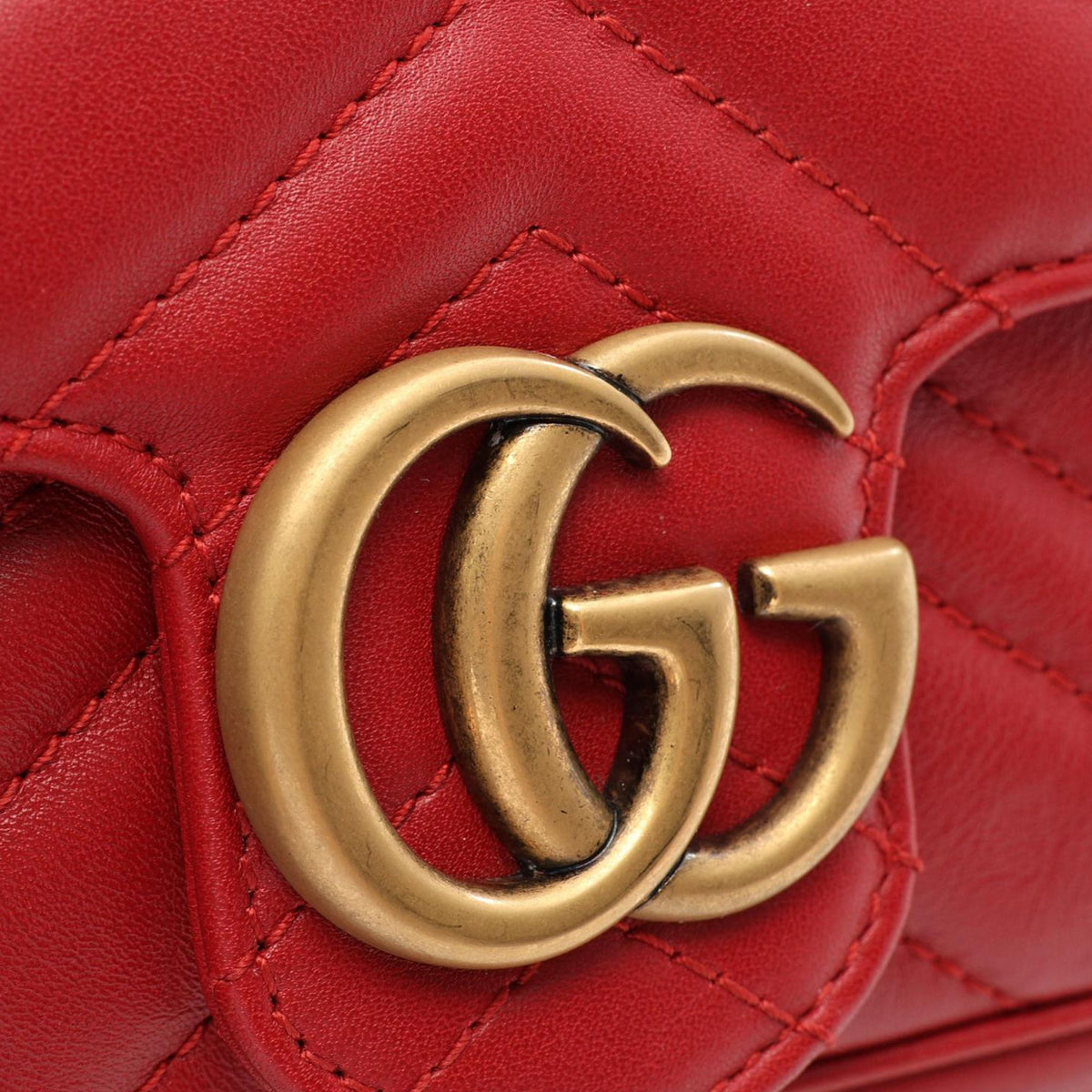 Gucci Mini GG Marmont Matelasse Leather Flap Crossbody — Red