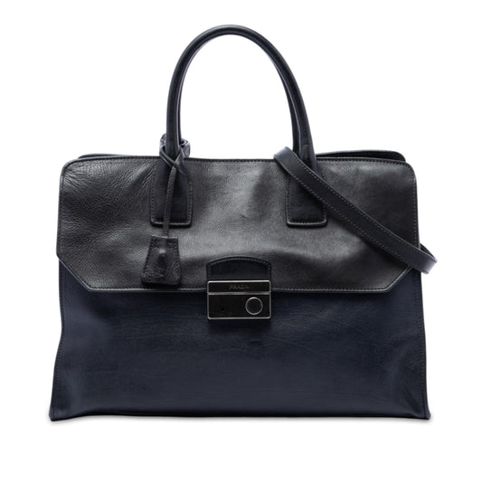 Prada Glace Calf Sound Lock Top Handle Bag