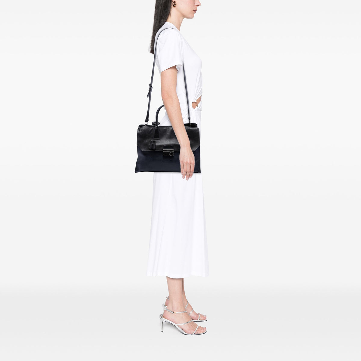 Prada Glace Calf Sound Lock Top Handle Bag