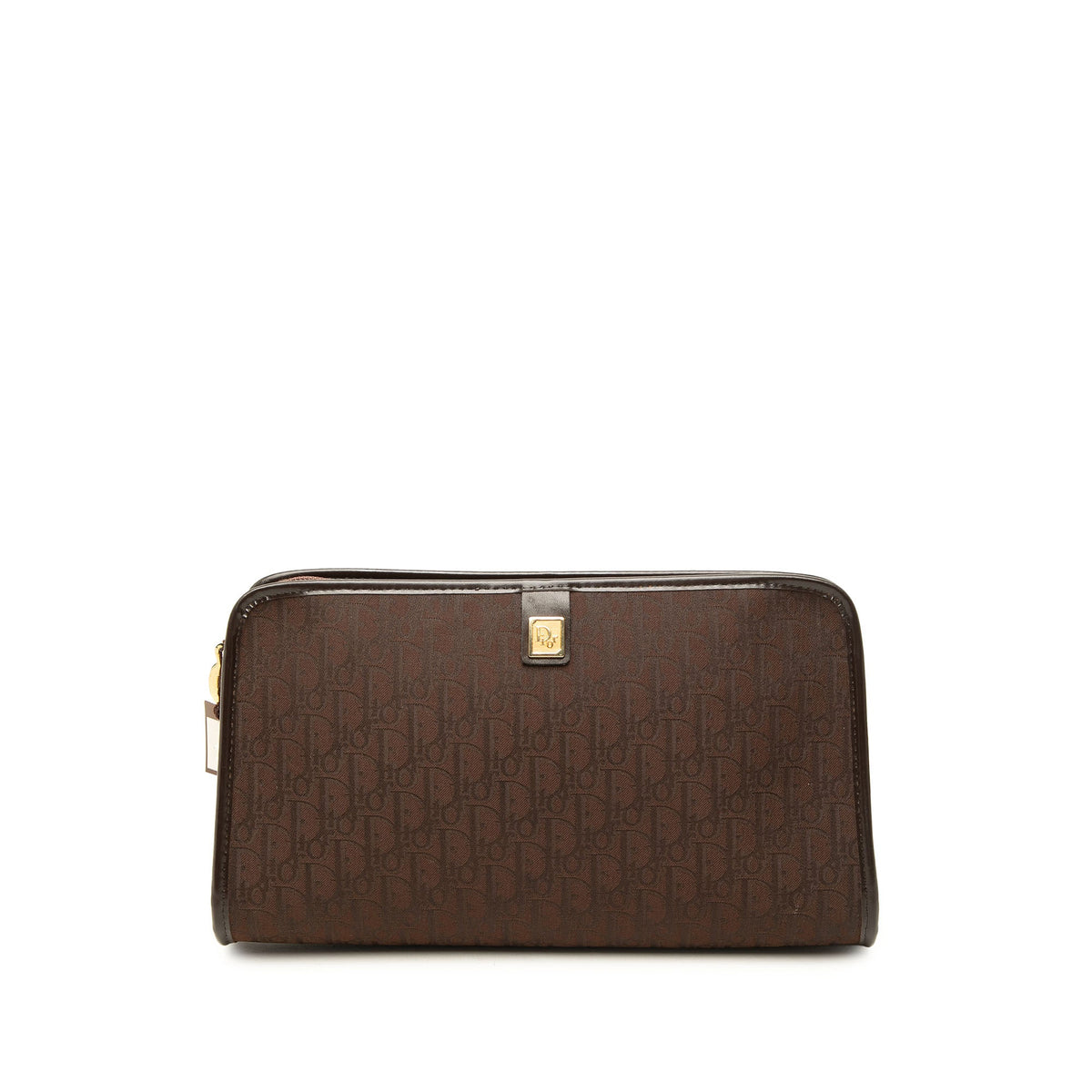 Dior Diorissimo Trotter Canvas Clutch — Brown
