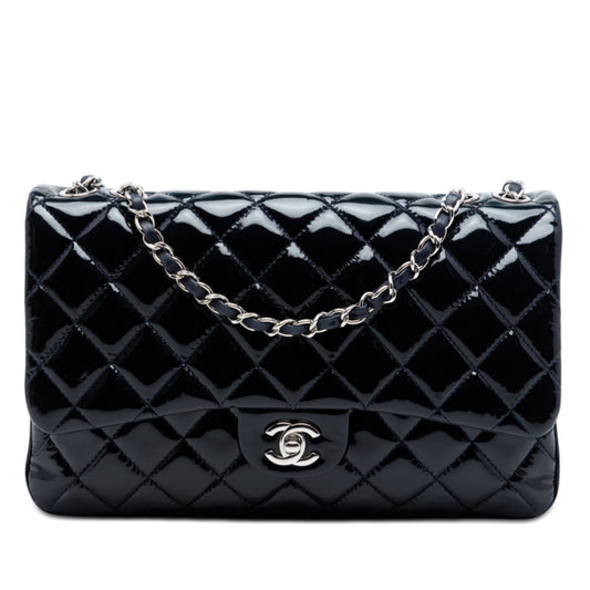 Jumbo Quilted Patent 3 Compartment Flap