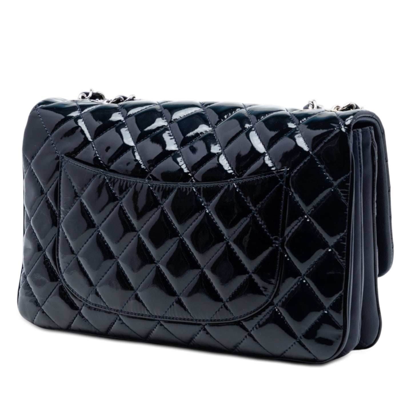 Jumbo Quilted Patent 3 Compartment Flap