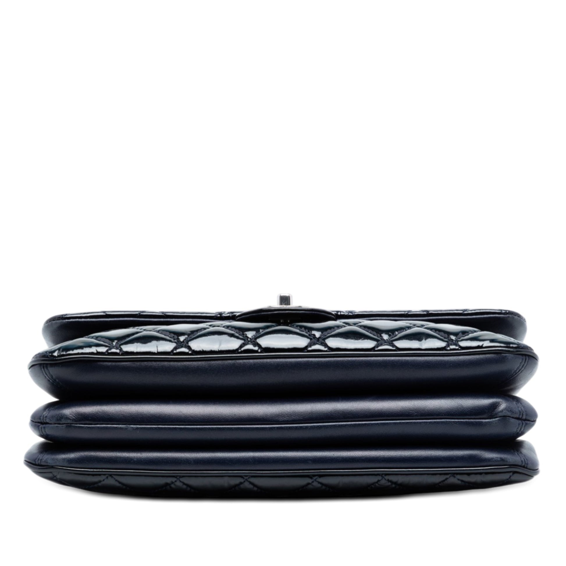 Jumbo Quilted Patent 3 Compartment Flap