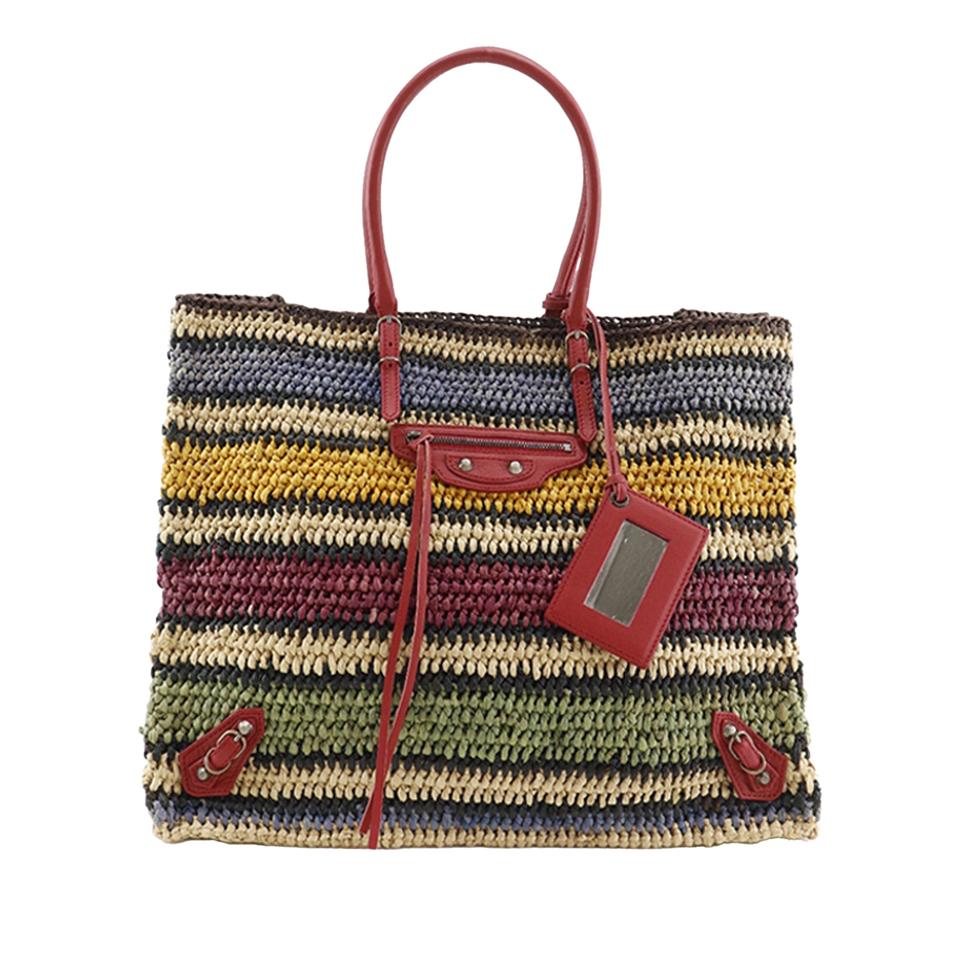 Balenciaga Raffia Motocross Panier Basket Tote