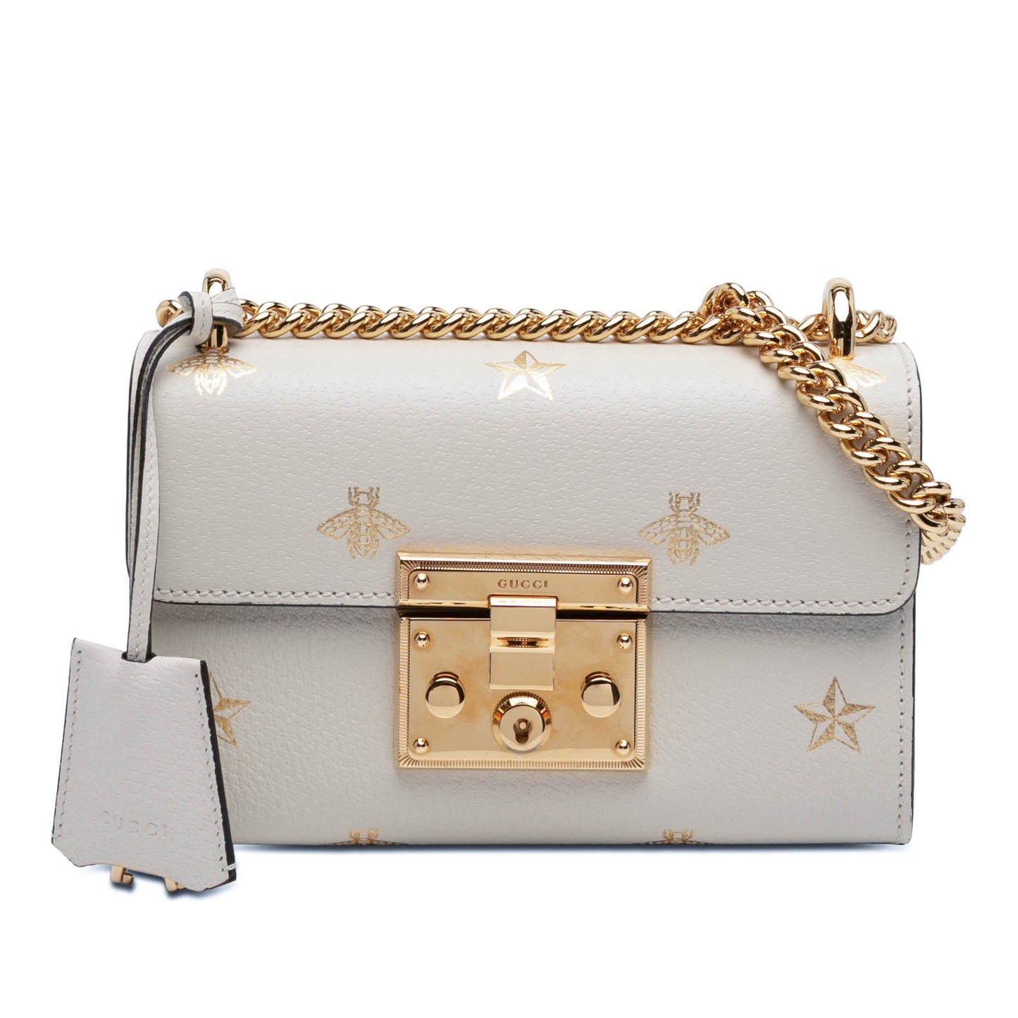 Gucci Small Leather Bee Star Padlock Crossbody