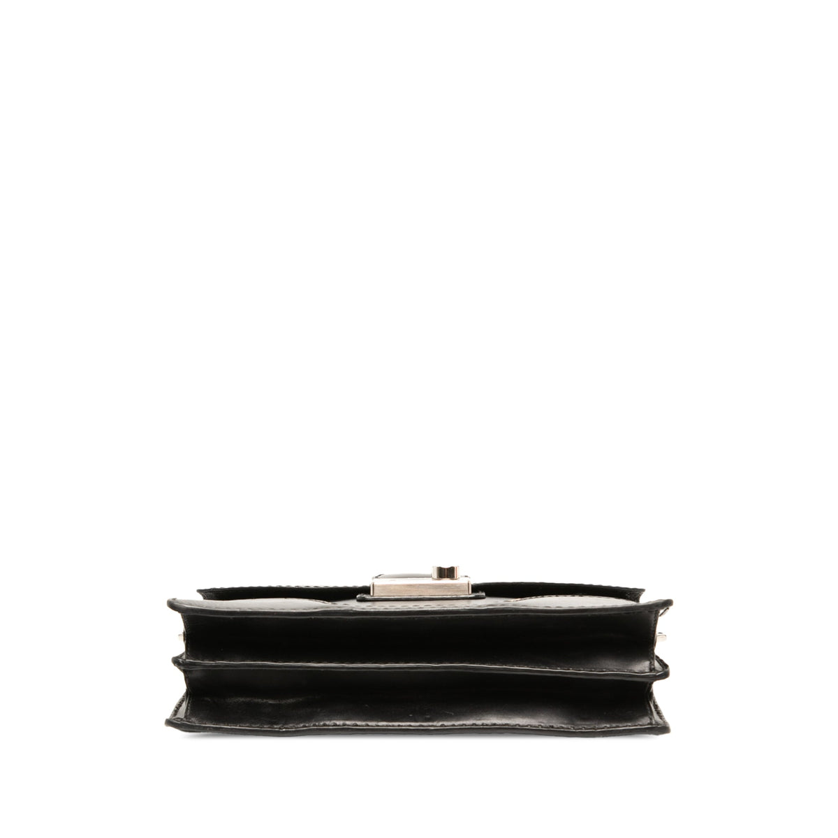 Prada Vitello Stitched Sound Lock Satchel — Black