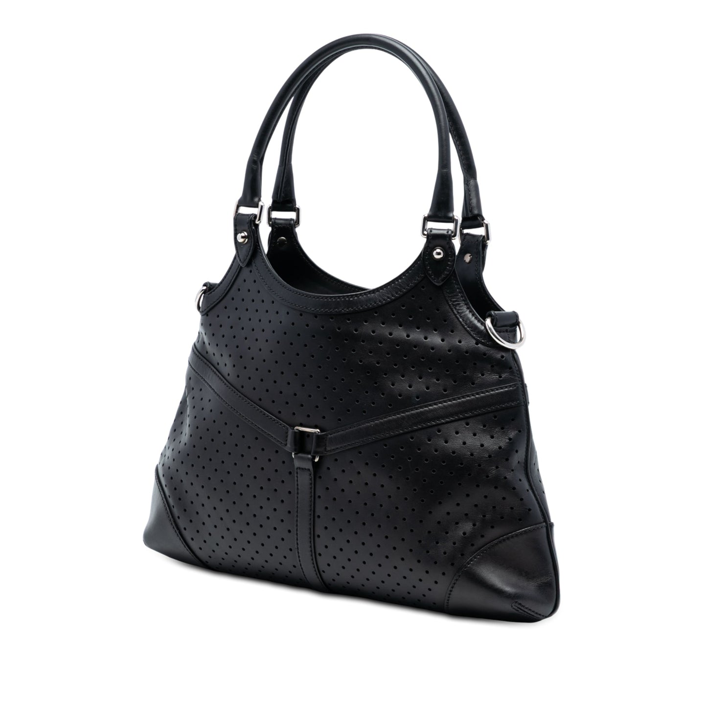 Gucci Perforated Calfskin Interlocking G Reins Satchel