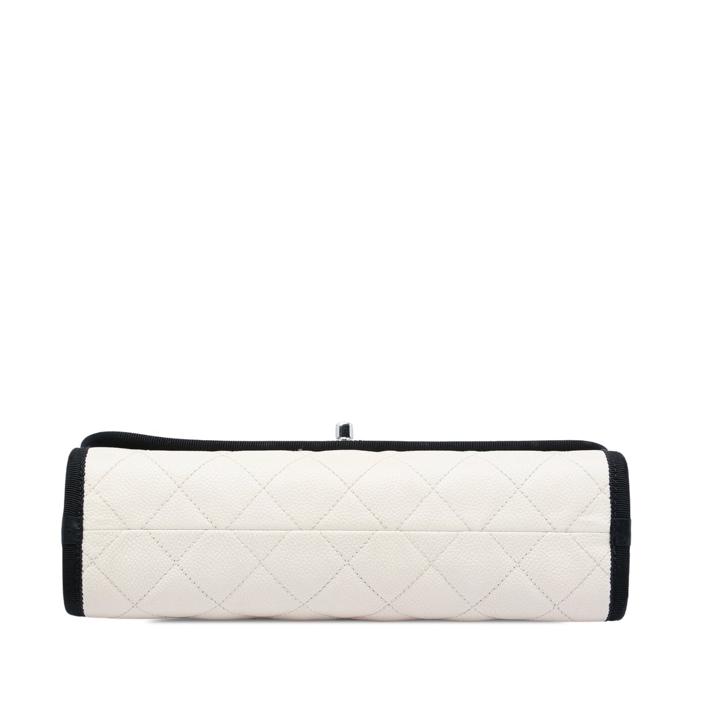 Chanel CC Bicolor Quilted Caviar and Grosgrain Top Handle Flap