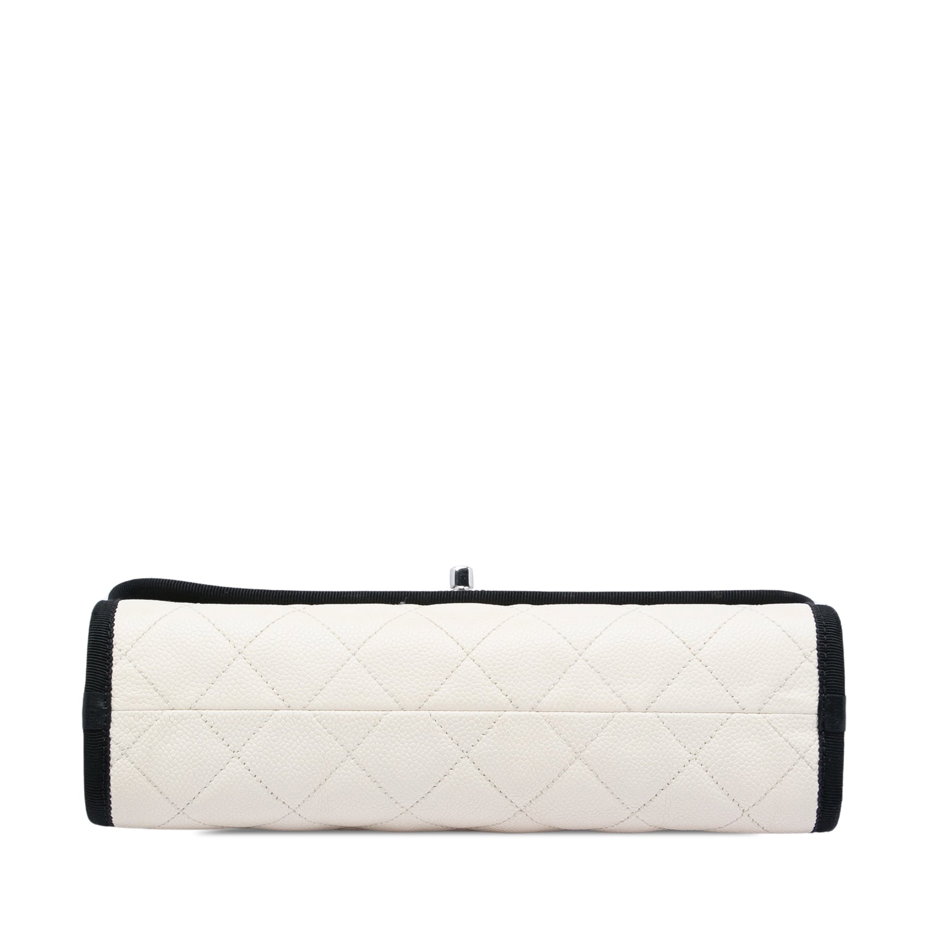 Chanel CC Bicolor Quilted Caviar and Grosgrain Top Handle Flap