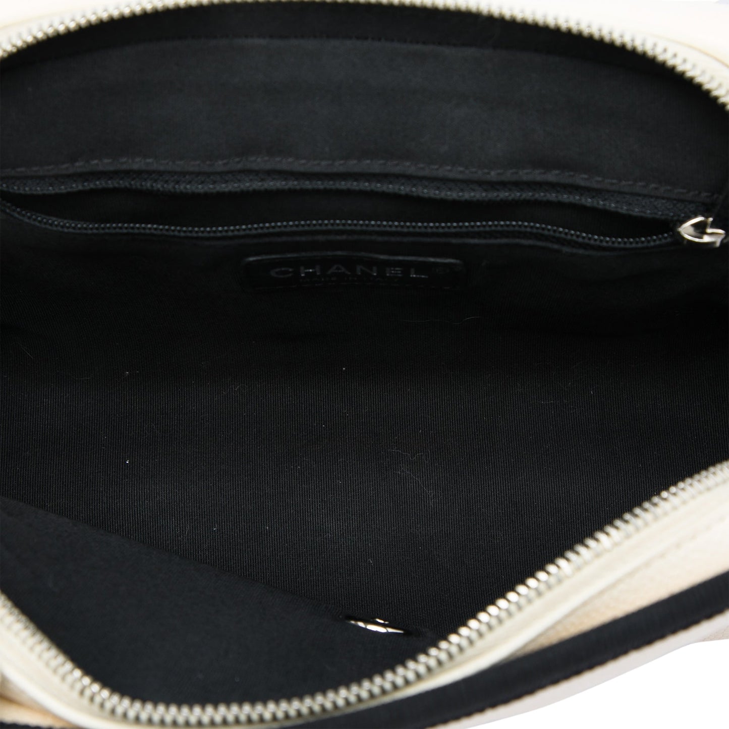 Chanel CC Bicolor Quilted Caviar and Grosgrain Top Handle Flap