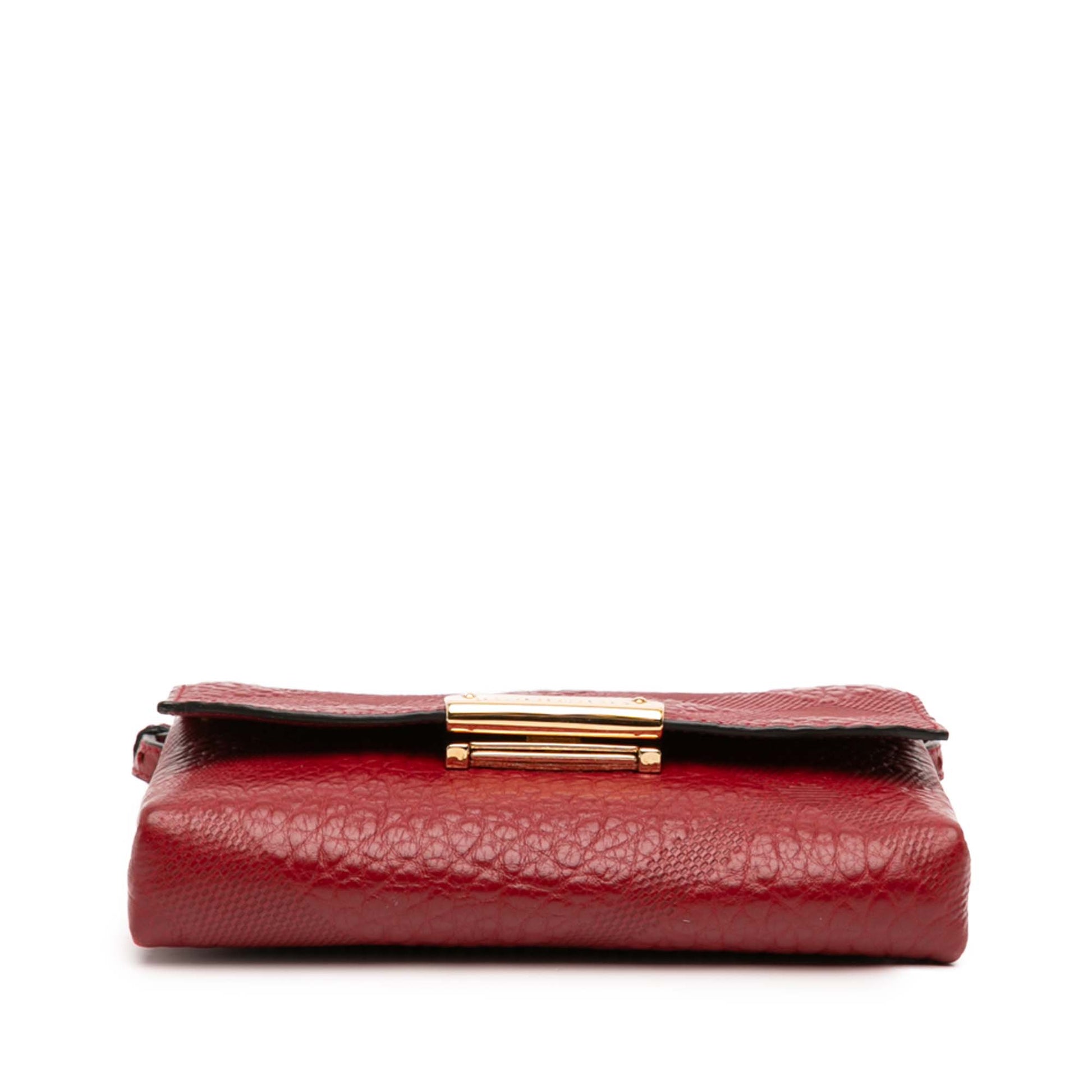 Burberry Embossed Grain Check Leather Langley Crossbody