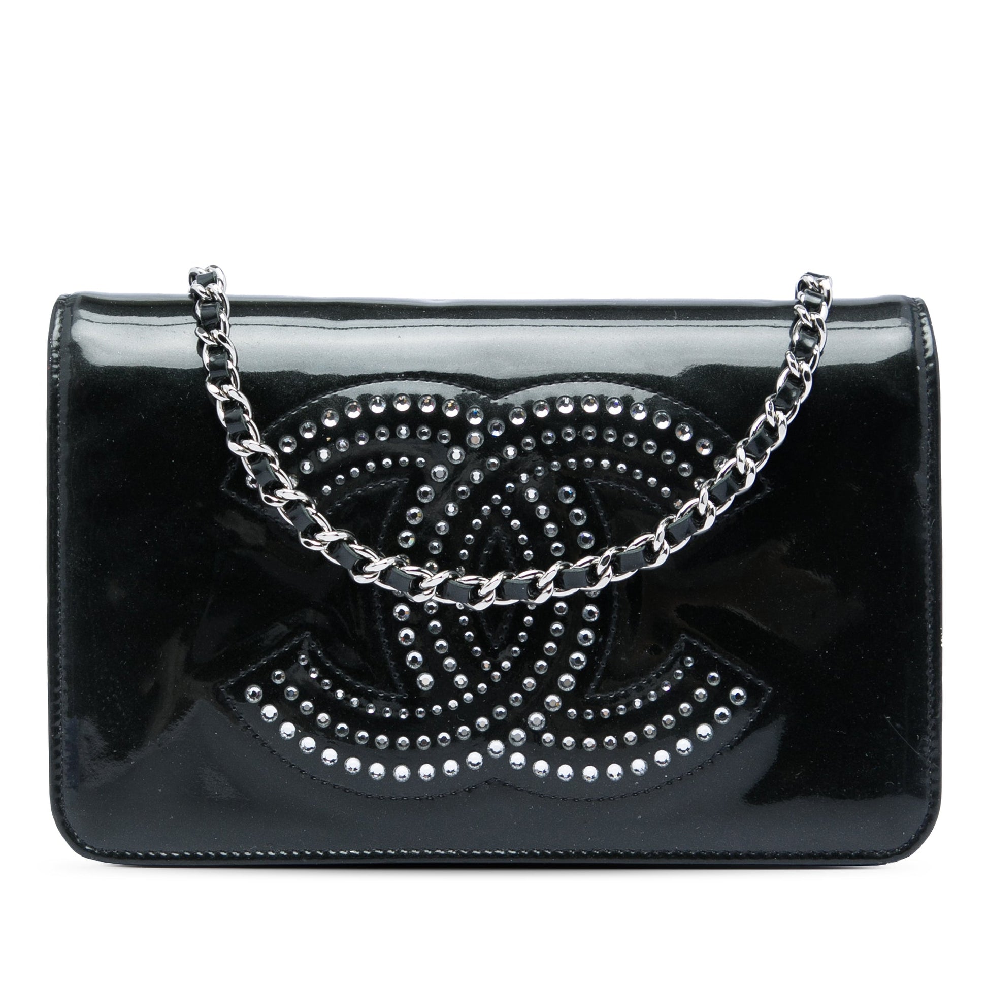 Chanel CC Patent Strass Embellished Wallet On Chain