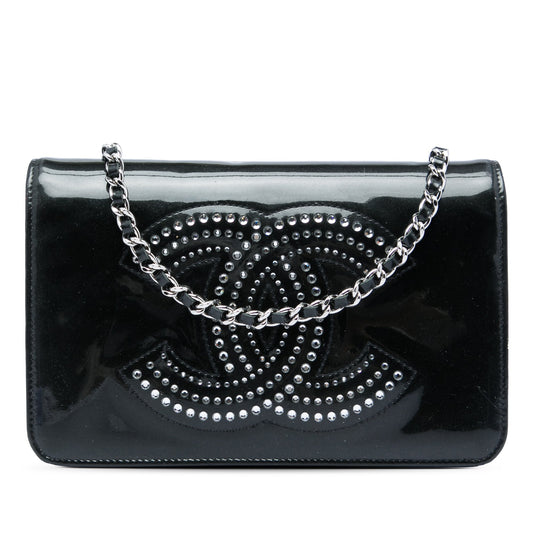 Chanel CC Patent Strass Embellished Wallet On Chain