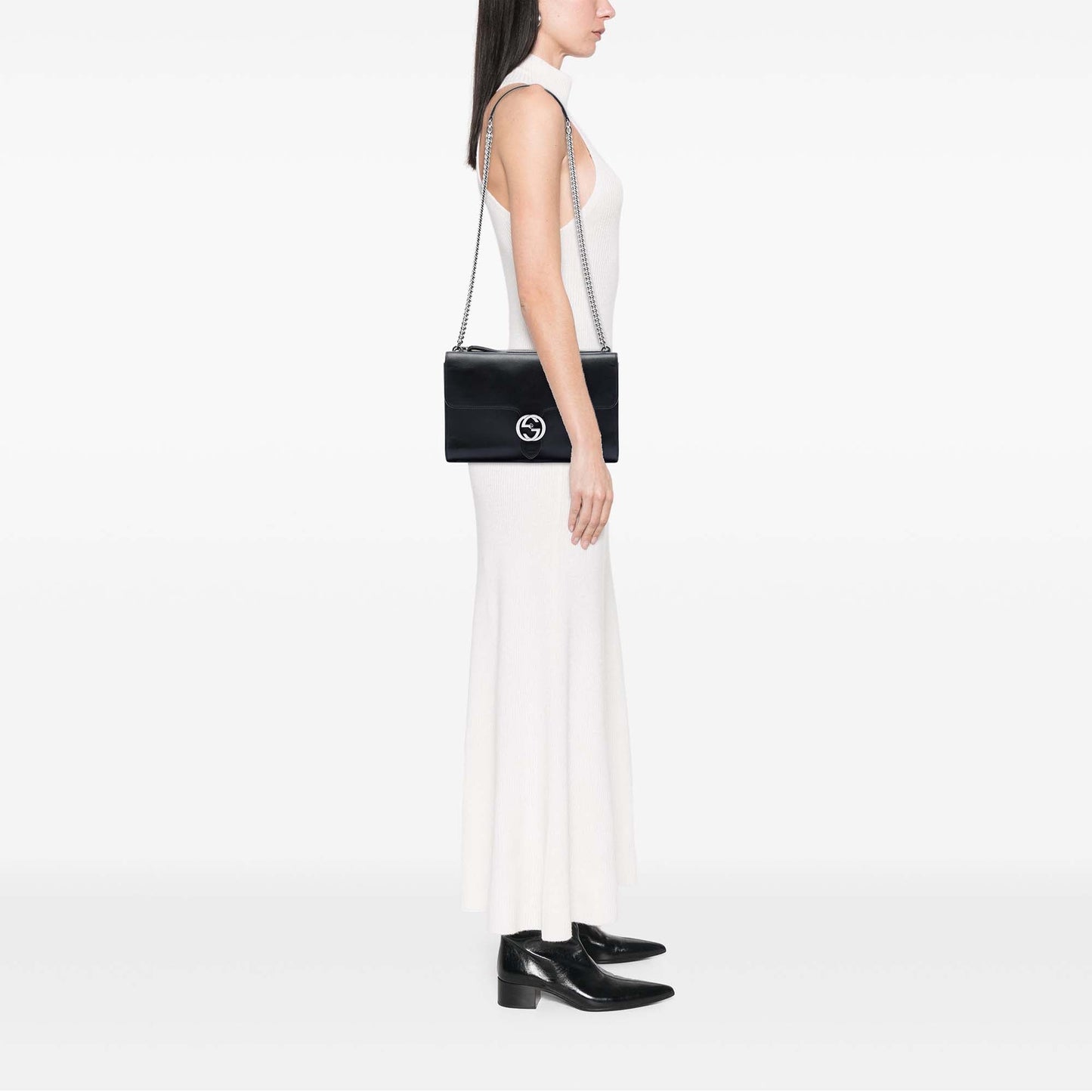 Gucci Medium Leather Dollar Interlocking G Crossbody