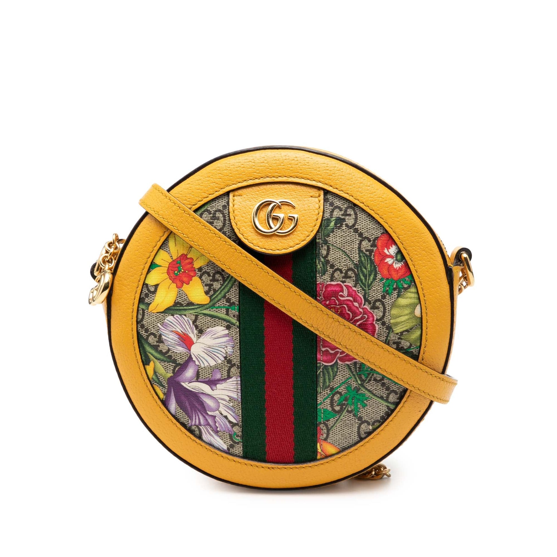 Gucci Mini GG Supreme Flora Web Ophidia Round Crossbody