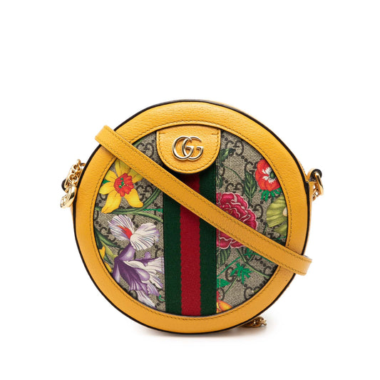 Gucci Mini GG Supreme Flora Web Ophidia Round Crossbody