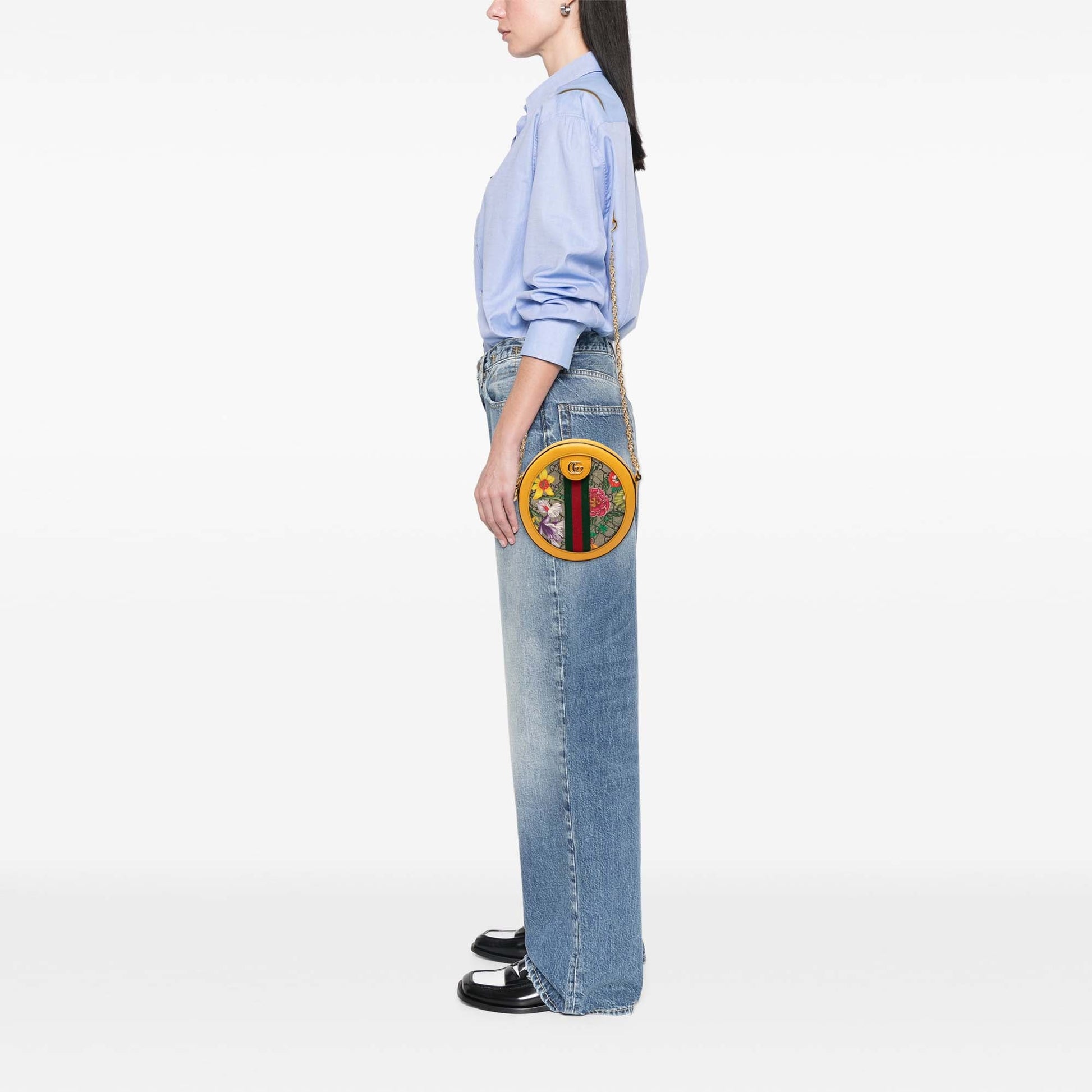 Gucci Mini GG Supreme Flora Web Ophidia Round Crossbody