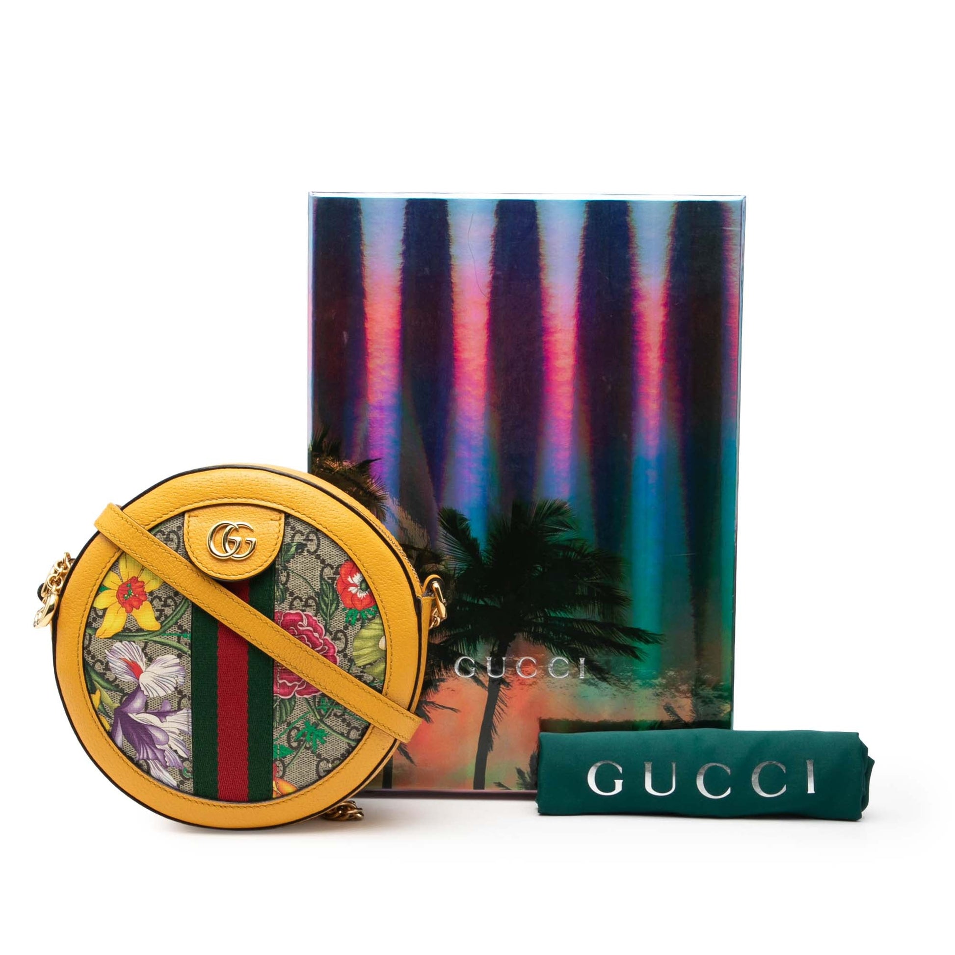 Gucci Mini GG Supreme Flora Web Ophidia Round Crossbody