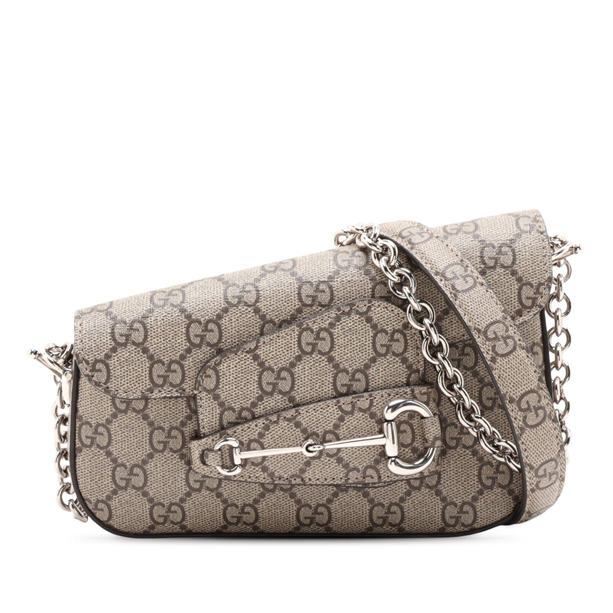 Gucci Mini GG Supreme Asymmetric Horsebit 1955 Shoulder Bag — Beige