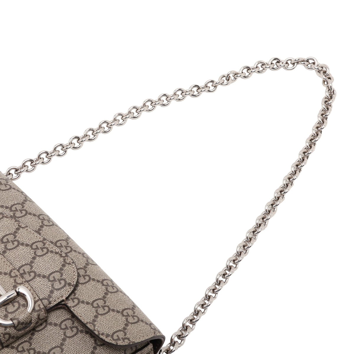 Gucci Mini GG Supreme Asymmetric Horsebit 1955 Shoulder Bag — Beige