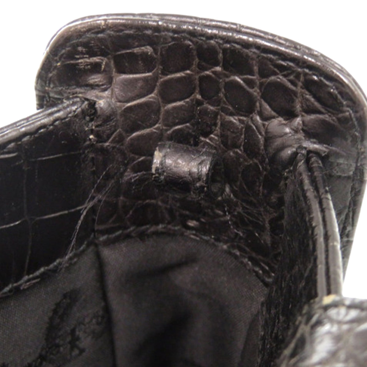 Ferragamo Croc Embossed Leather Vara Satchel