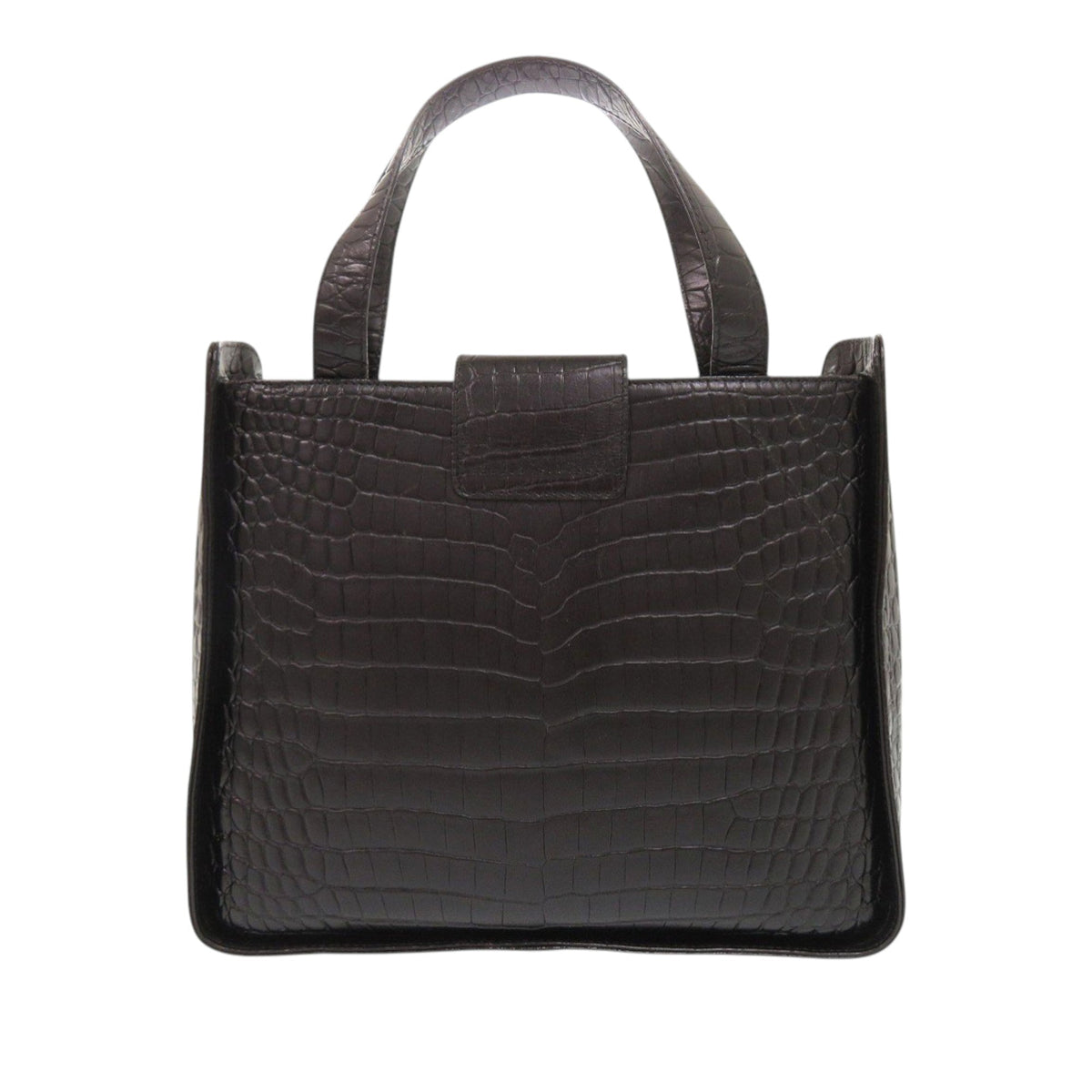 Ferragamo Croc Embossed Leather Vara Satchel