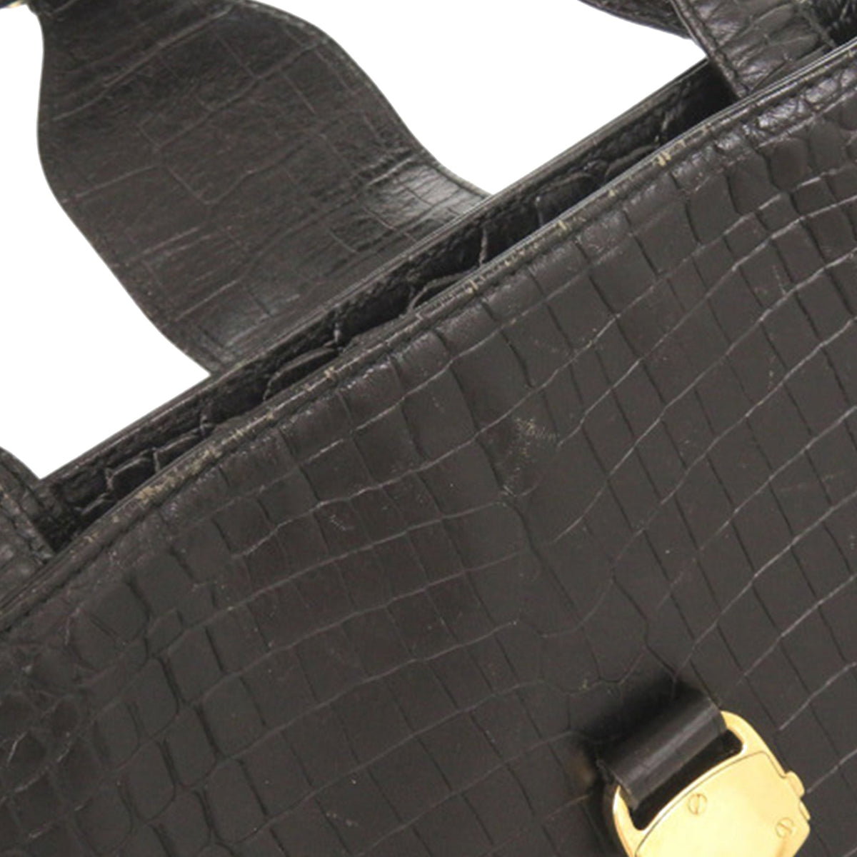 Ferragamo Croc Embossed Leather Vara Satchel