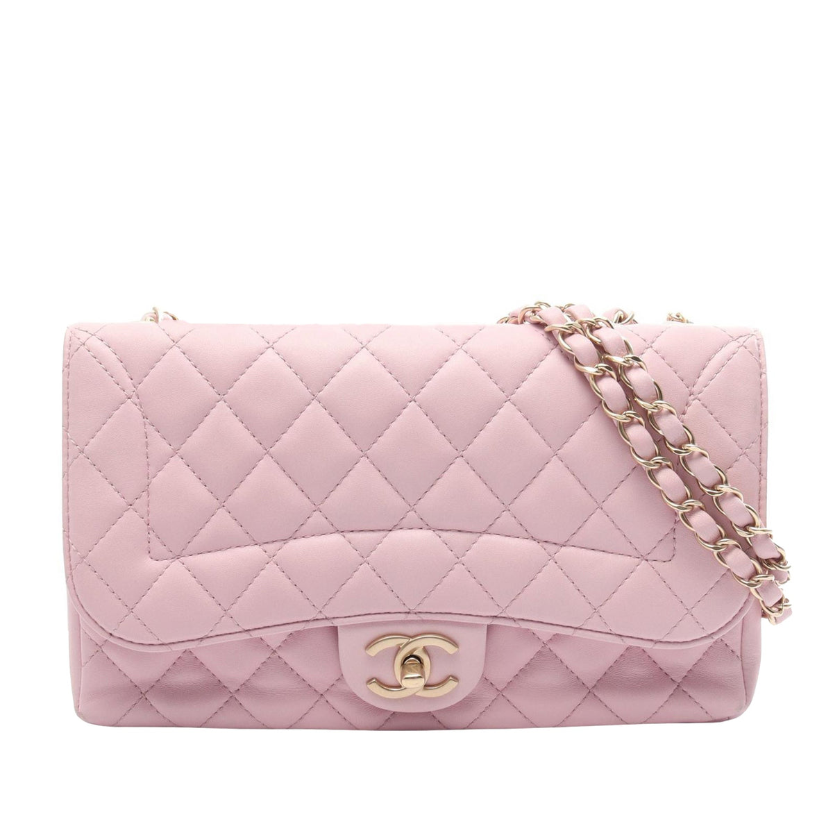Chanel CC Matelasse Lambskin Single Flap — Pink
