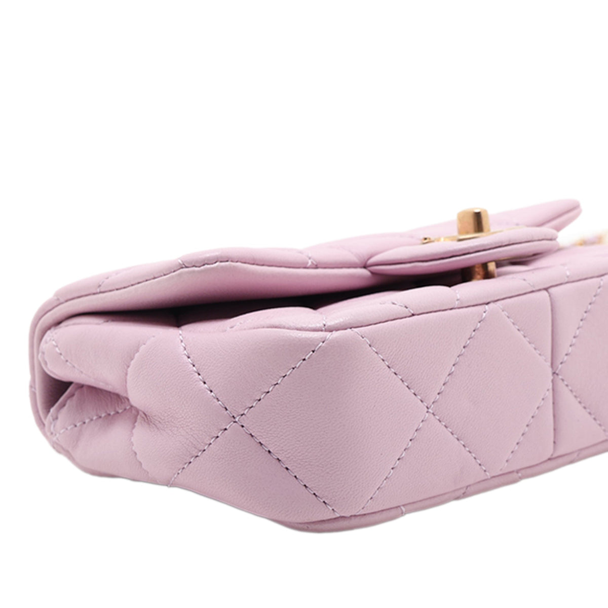 Chanel Mini Quilted  Iridescent Lambskin Pearly Flap — Pink