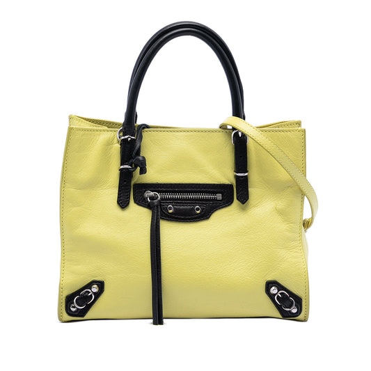 Balenciaga Mini Bicolor Leather Papier A4 Zip Around Tote