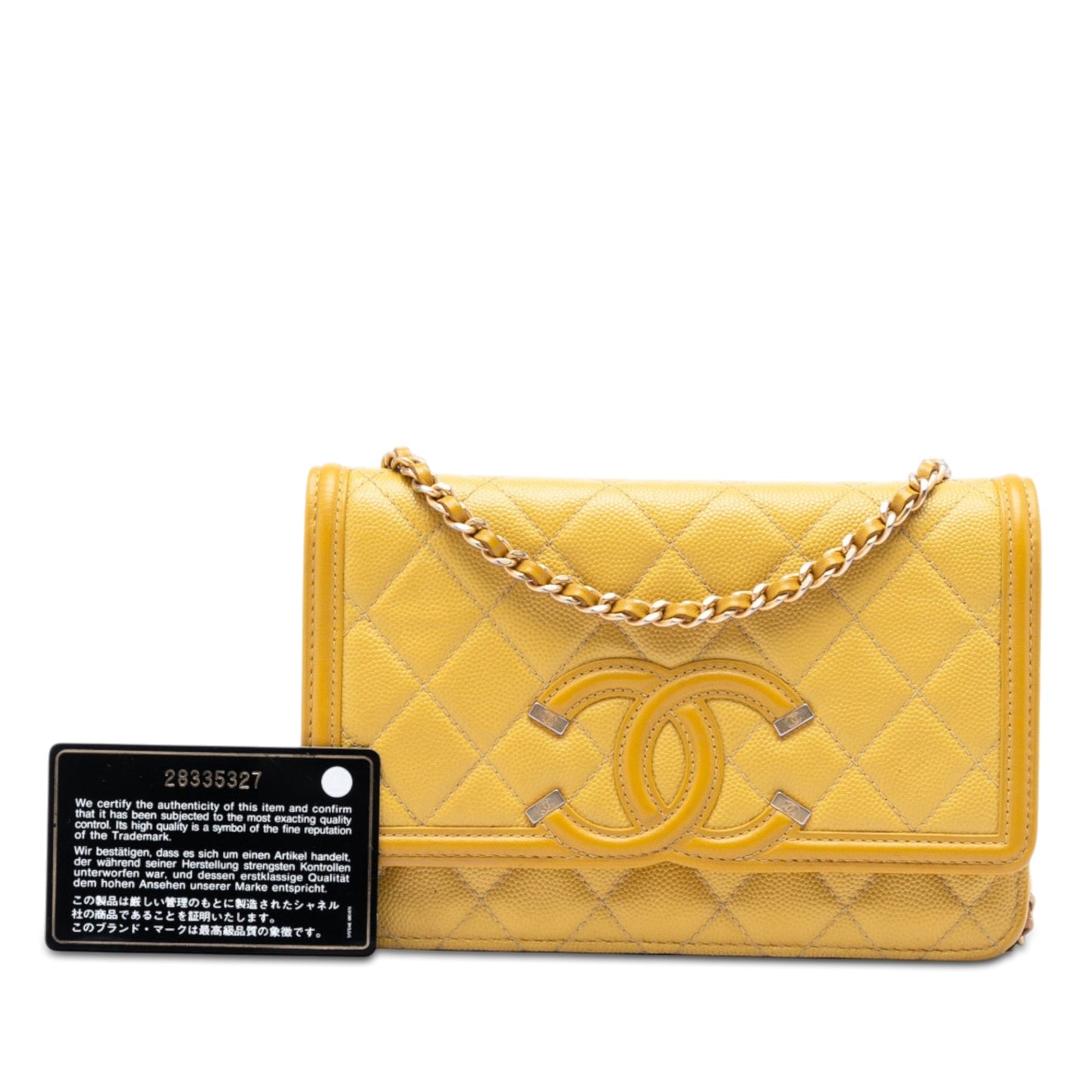 Chanel Caviar CC Filigree Wallet On Chain