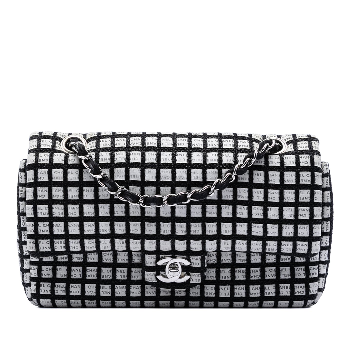Medium Classic Ribbon and Tweed Logo Double Flap