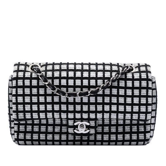 Medium Classic Ribbon and Tweed Logo Double Flap