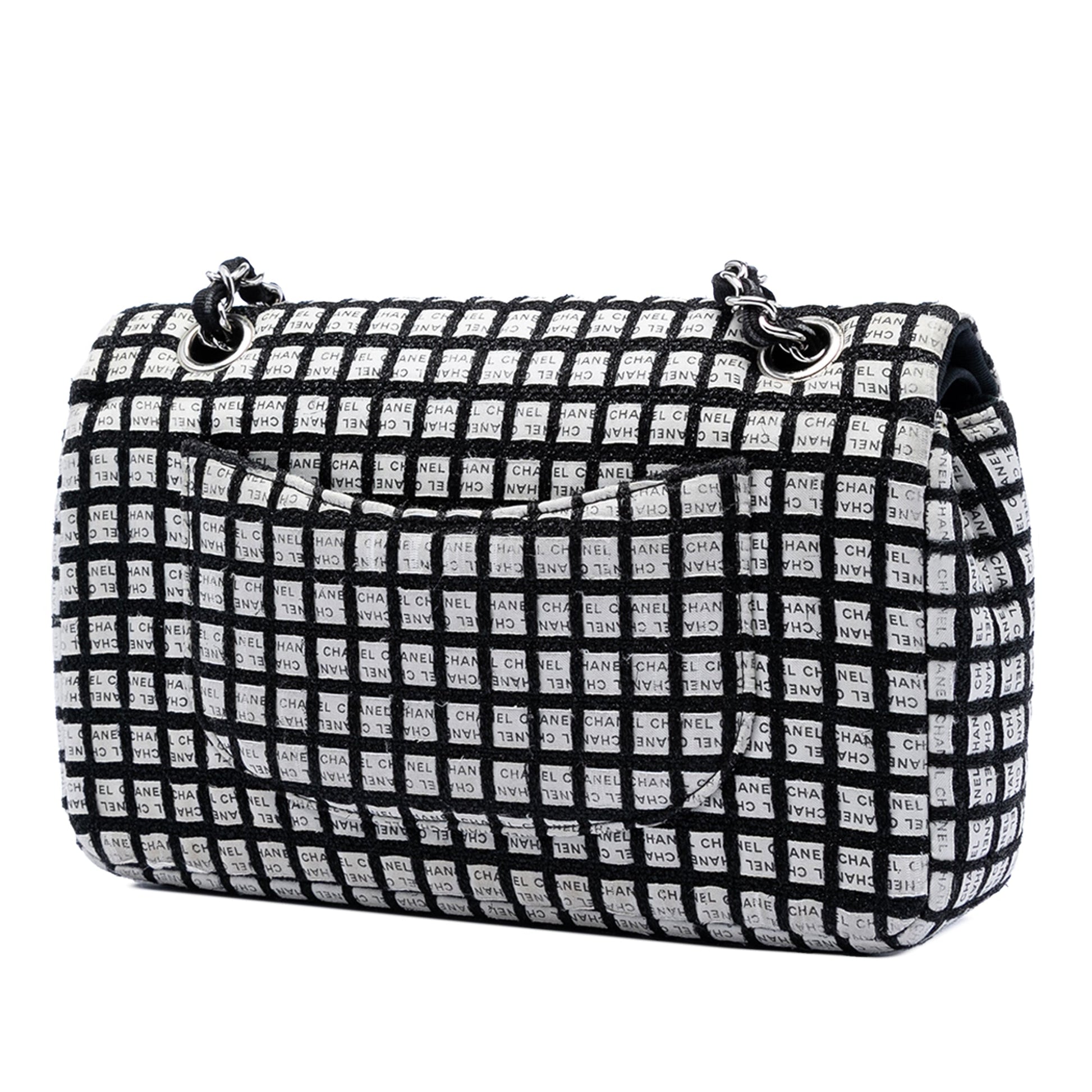 Medium Classic Ribbon and Tweed Logo Double Flap