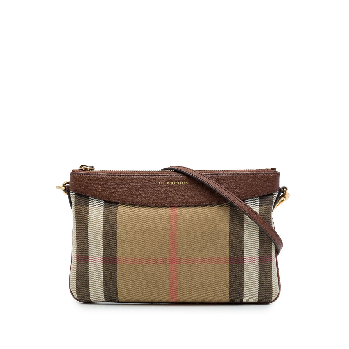 Burberry House Check Canvas Derby Peyton Crossbody — Brown