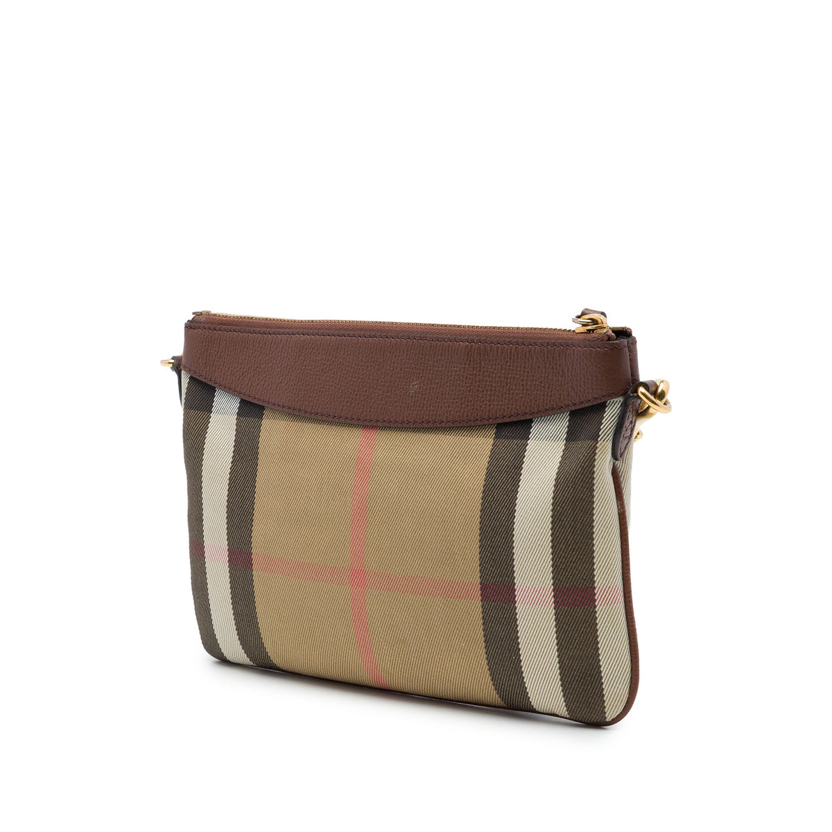 Burberry House Check Canvas Derby Peyton Crossbody — Brown