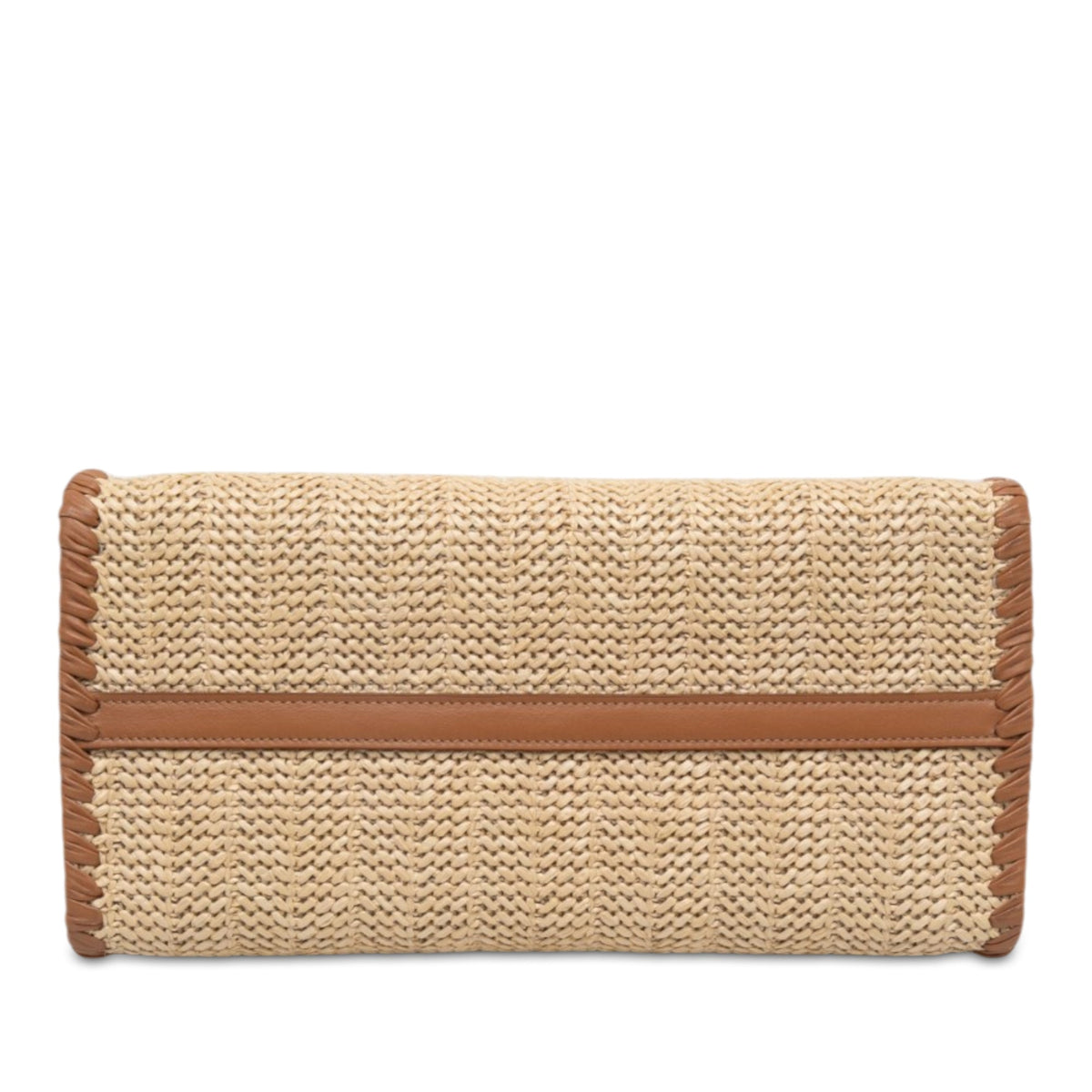 Prada Raffia and City Calf Whipstitch Paradigme Satchel — Beige