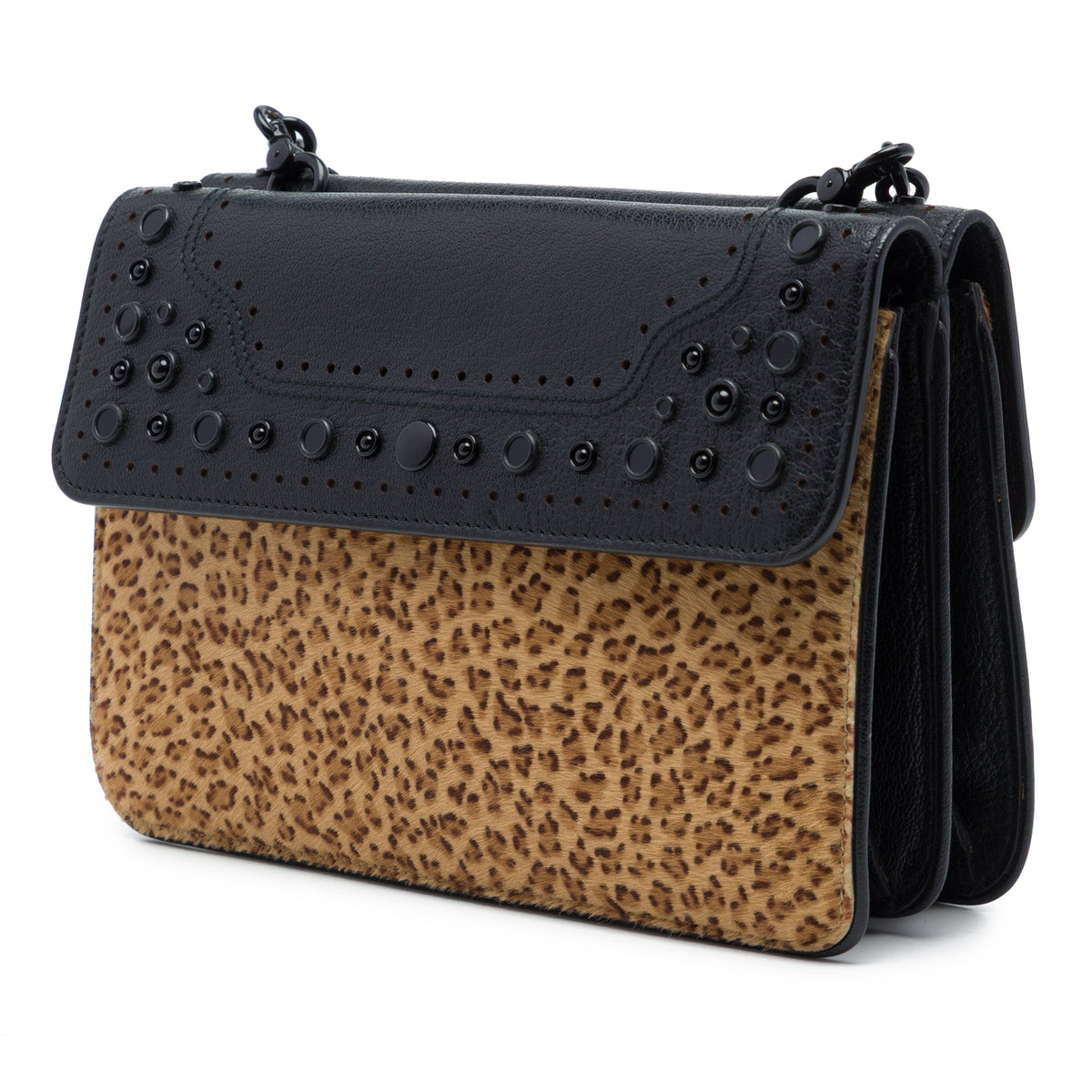 Bottega Veneta Leopard Printed Pony Hair Glass Shoulder Bag