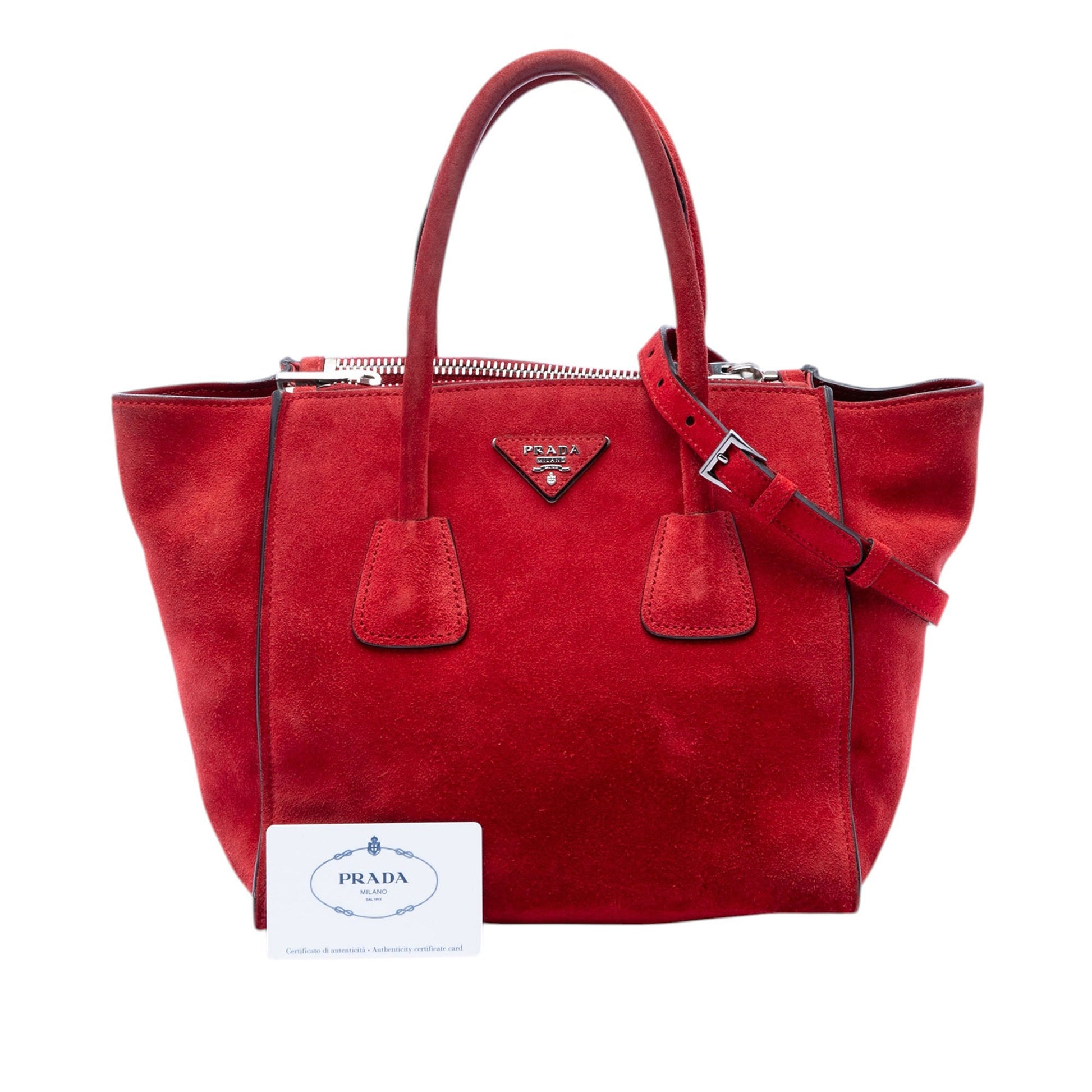 Prada Small Scamosciato Twin Pocket Satchel