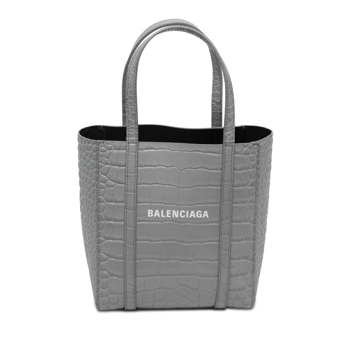 Balenciaga Croc Embossed Leather Everyday Tote XXS — Gray