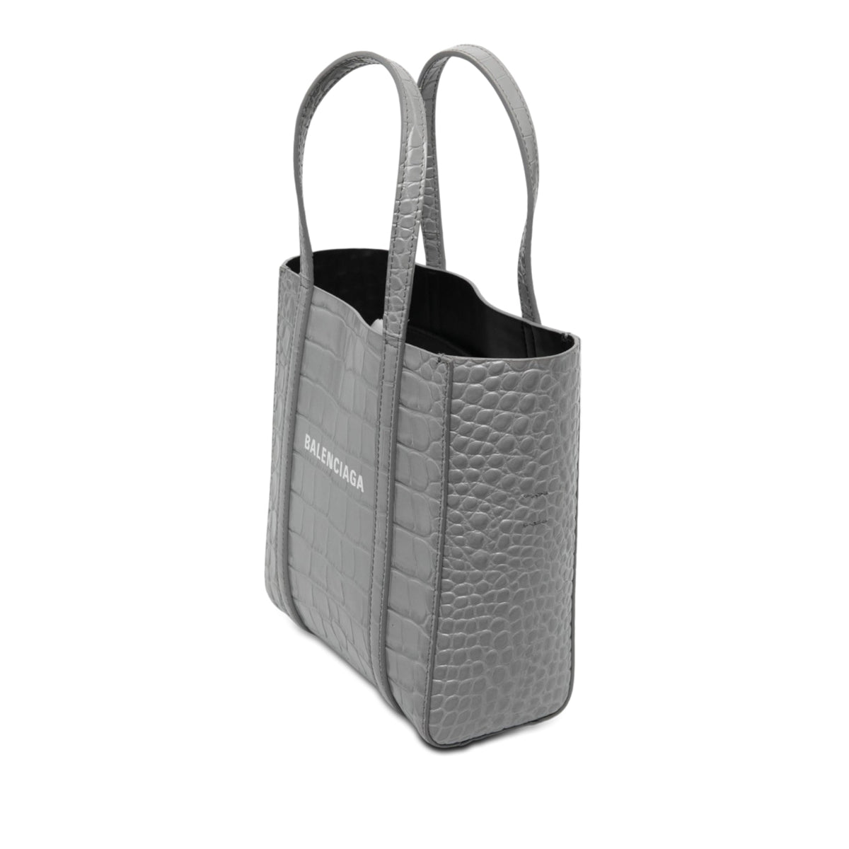 Balenciaga Croc Embossed Leather Everyday Tote XXS — Gray
