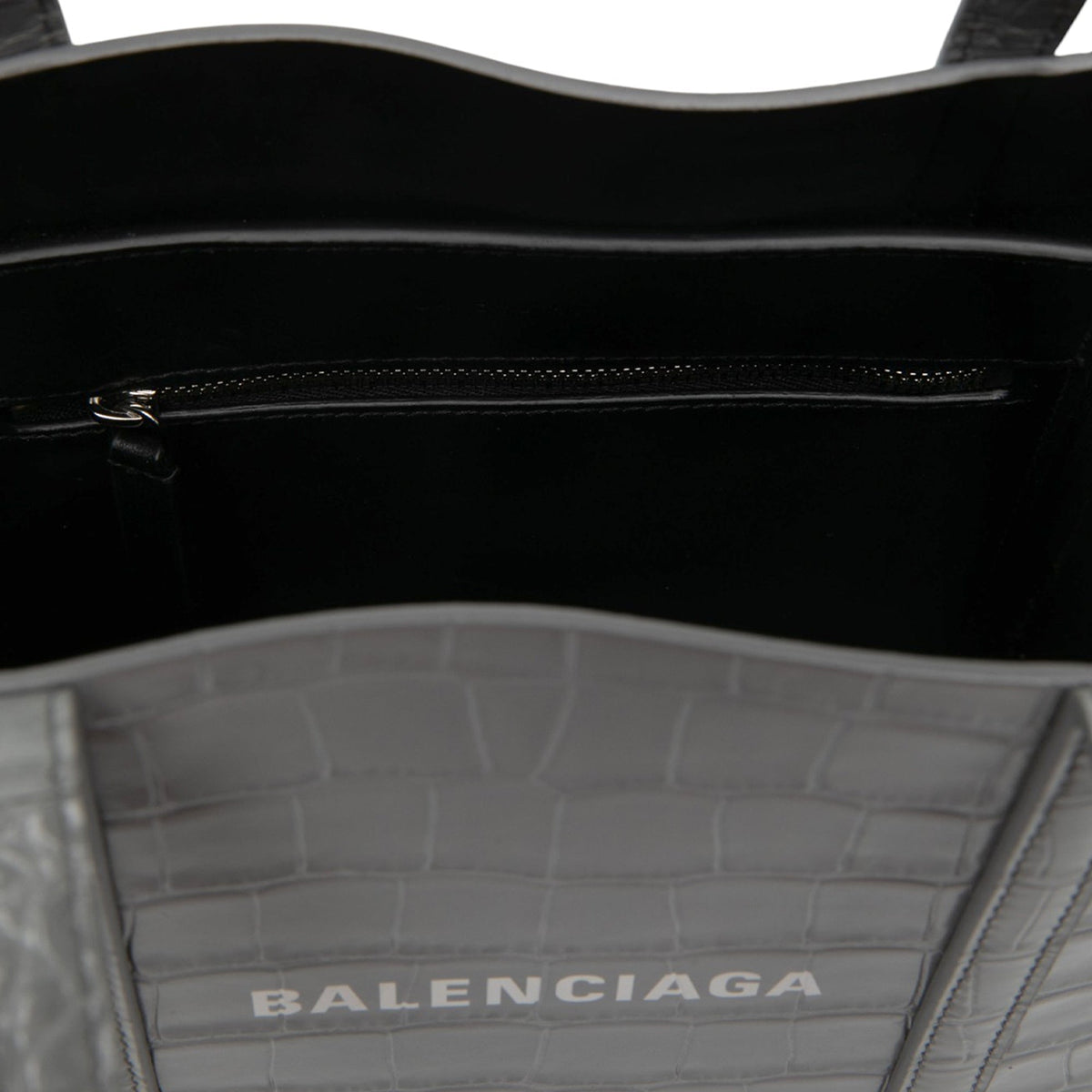 Balenciaga Croc Embossed Leather Everyday Tote XXS — Gray