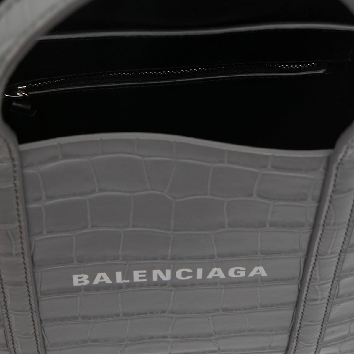 Balenciaga Croc Embossed Leather Everyday Tote XXS — Gray