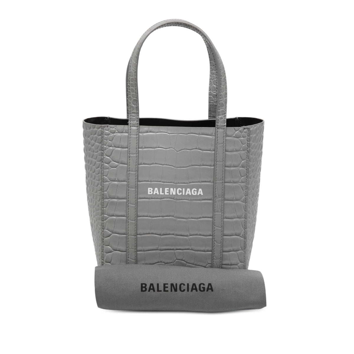 Balenciaga Croc Embossed Leather Everyday Tote XXS — Gray