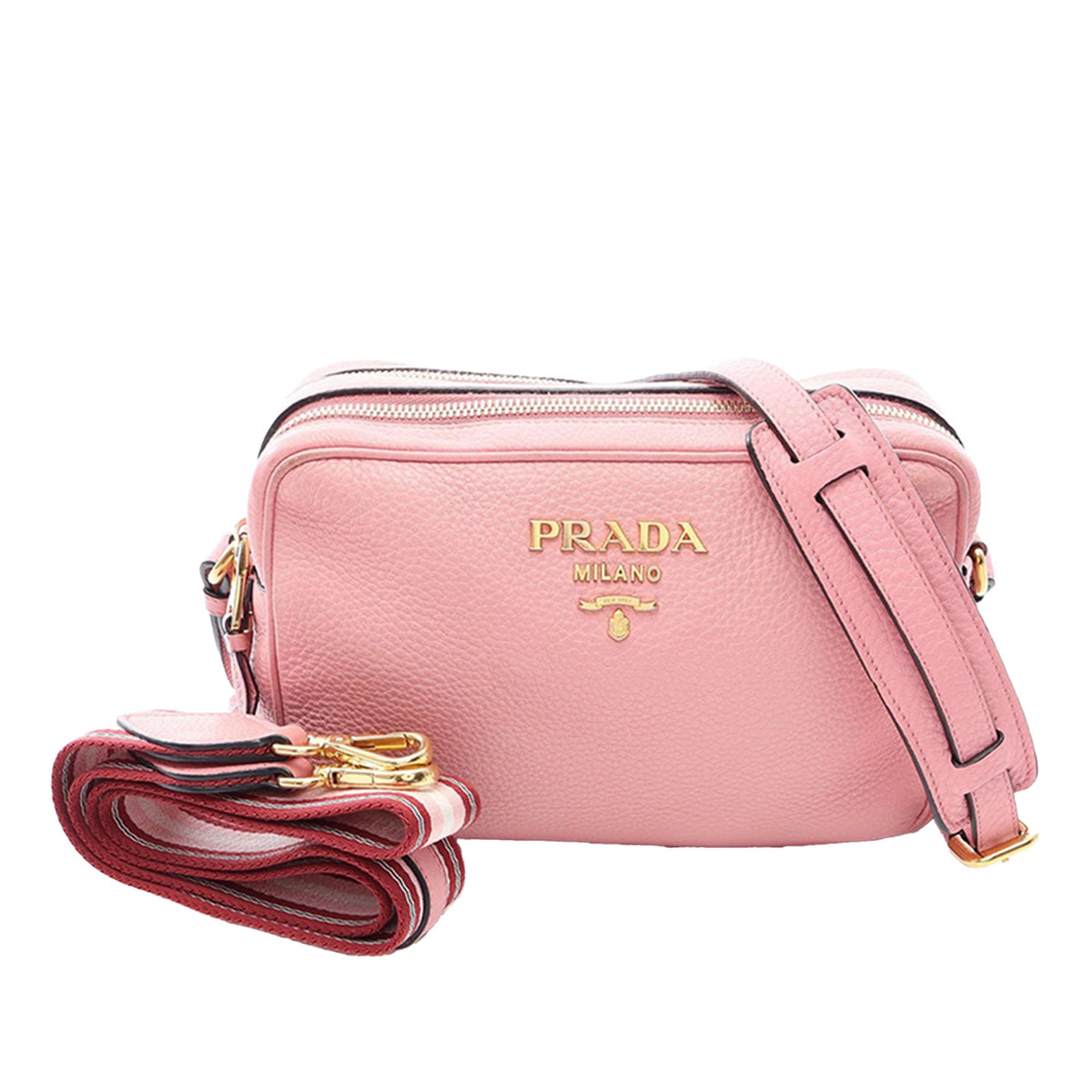 Prada Vitello Daino Double Zip Camara Bag — Pink
