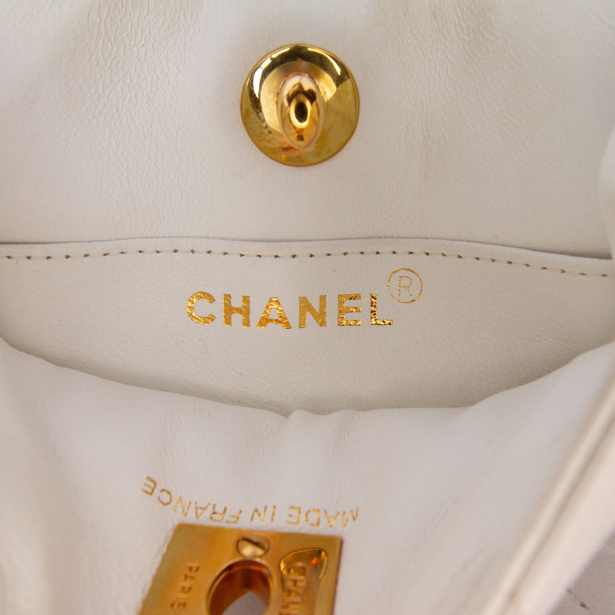 Chanel CC Quilted Lambskin Shoulder Bag — White