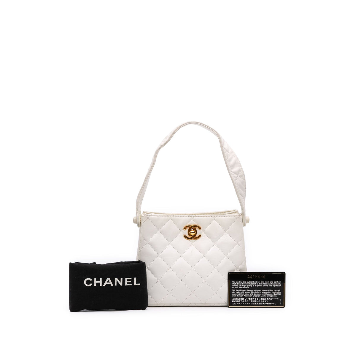Chanel CC Quilted Lambskin Shoulder Bag — White