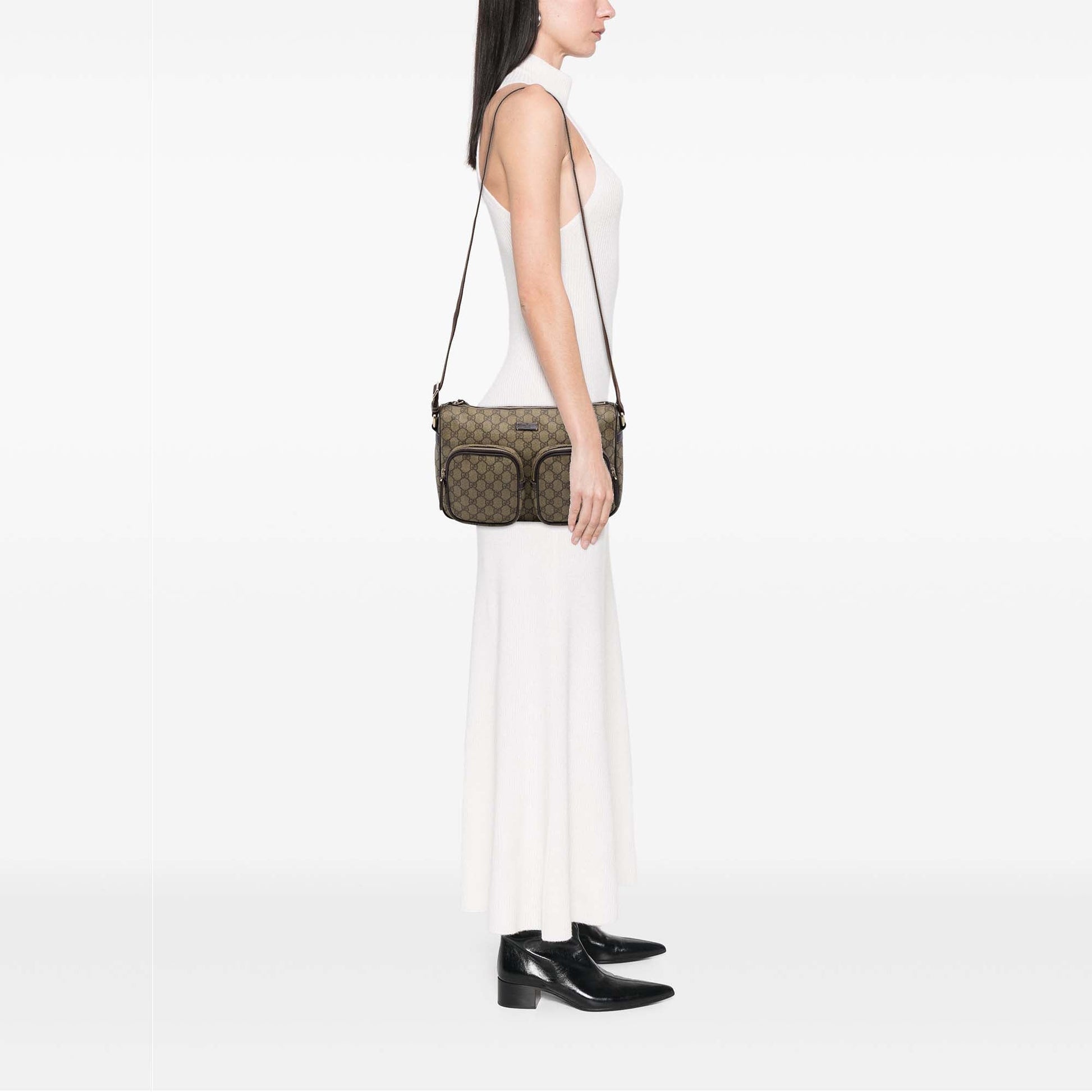 Gucci GG Supreme Double Pocket Crossbody