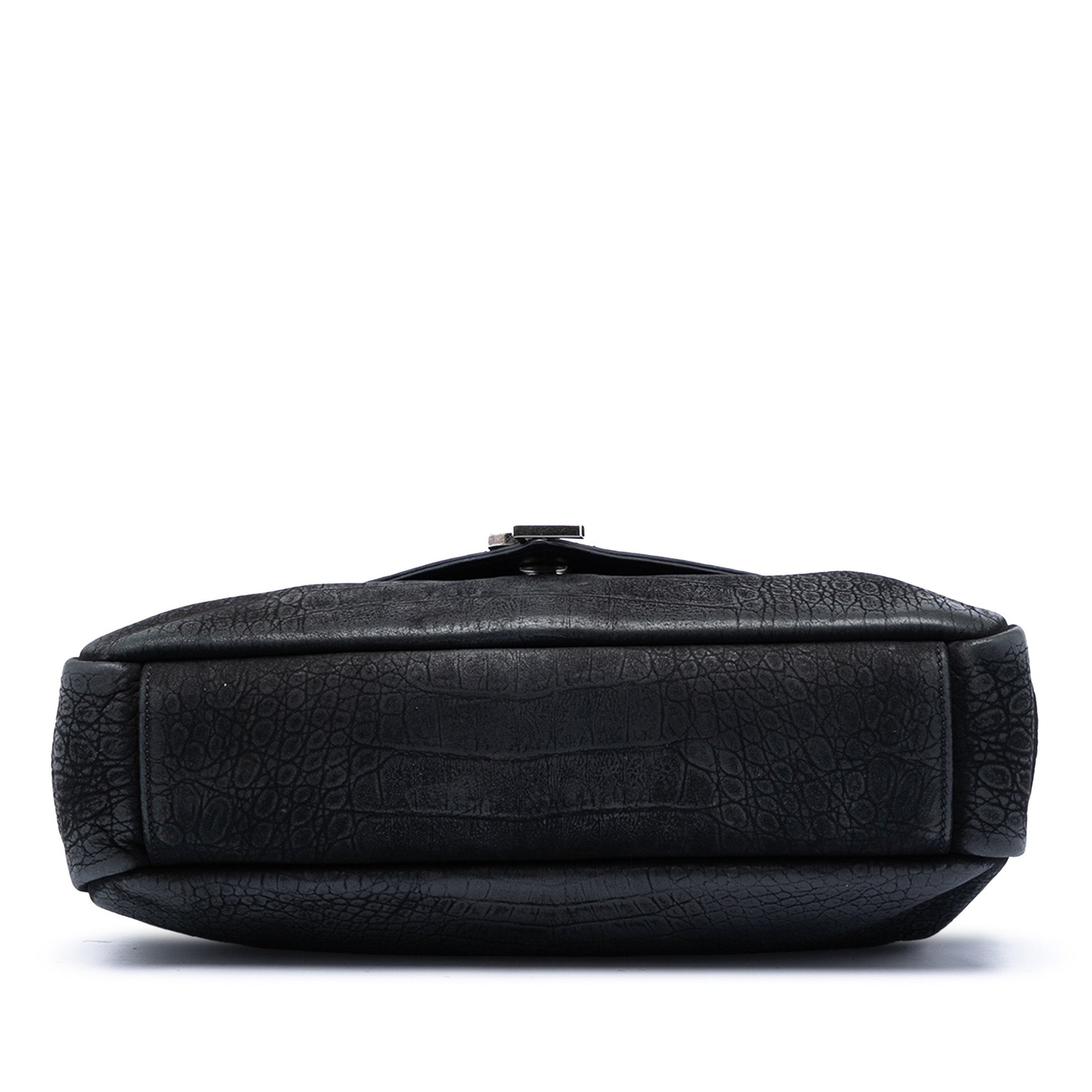 Saint Laurent Large Croc Embossed Nubuck Monogram College Satchel