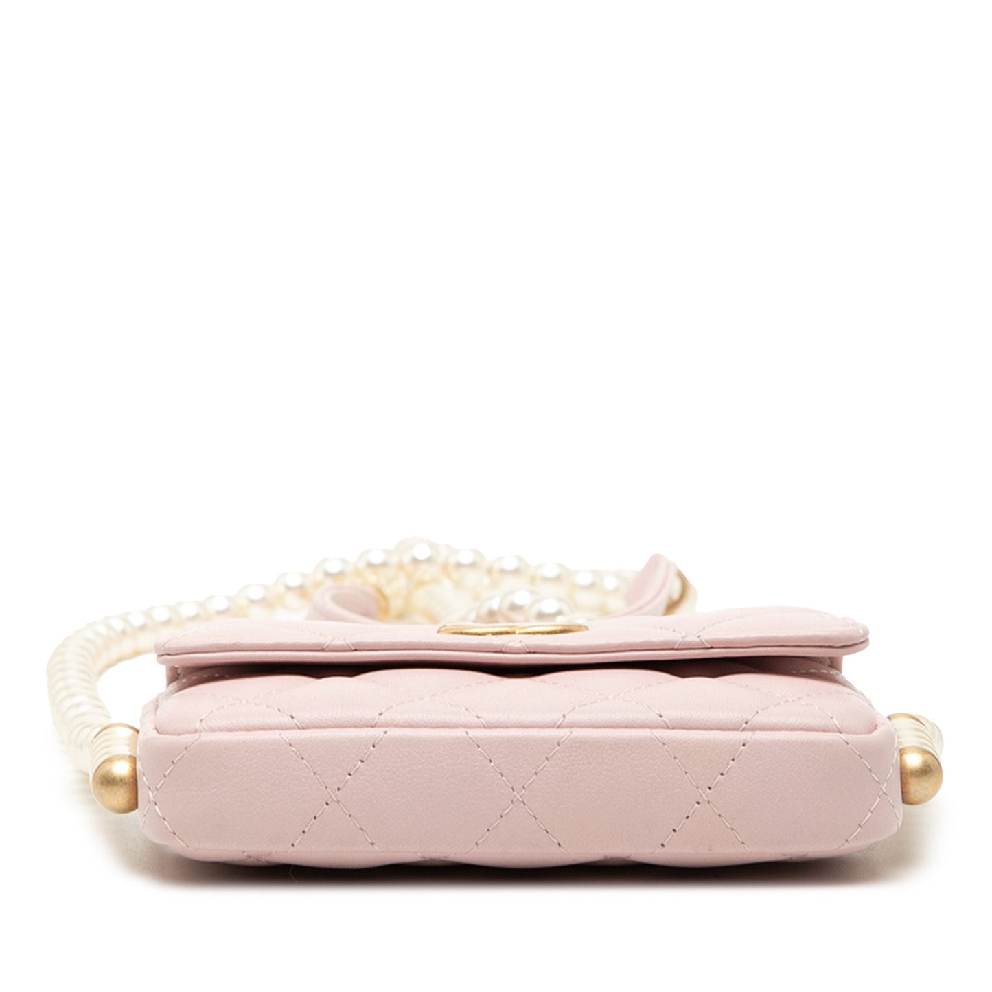 Chanel Quilted Lambskin About Pearls Card Holder On Chain